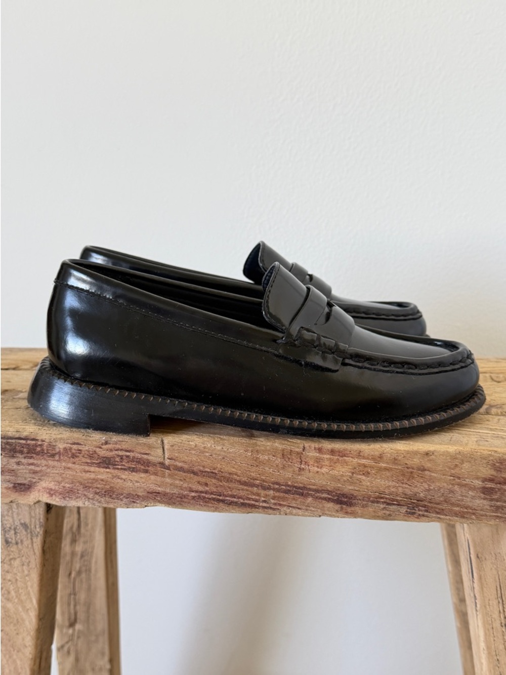 Freda Salvador Elba Penny Loafer Black Spazolatto leather